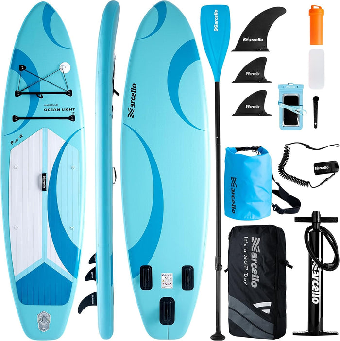 OCEAN LIGHT  11'x35" Ultra-Wide Inflatable SUP Board | 420lb Capacity & 18lb