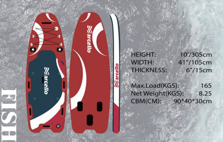 Red 10' Standard Fishing Inflatable Paddle Board