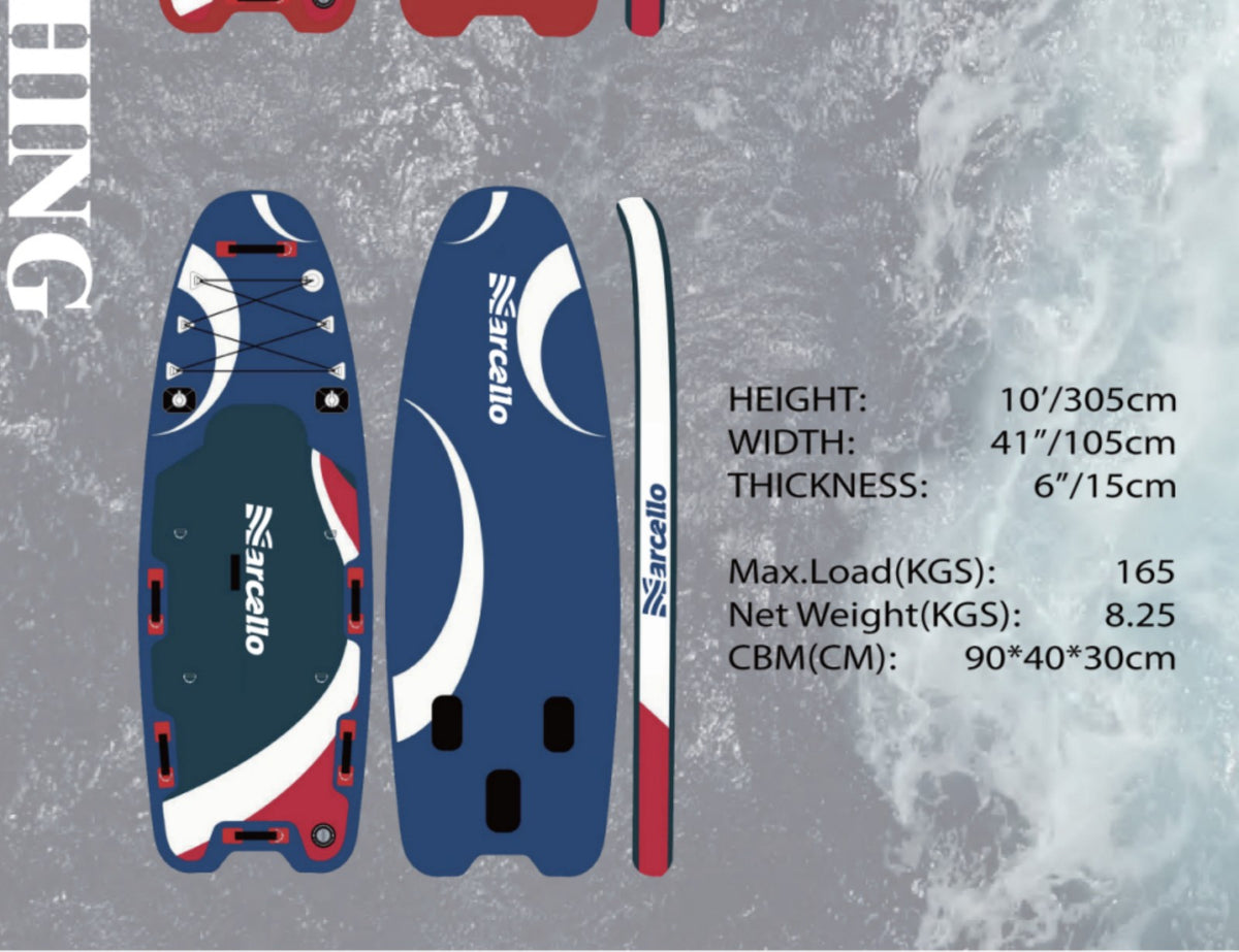 Blue 10' Standard Fishing Inflatable Paddle Board