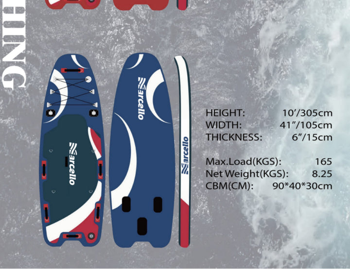 Blue 10' Standard Fishing Inflatable Paddle Board
