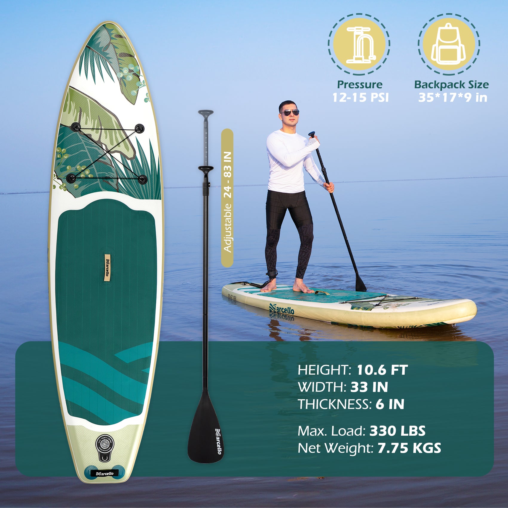 JUNGLE 10'6'' All Around Inflatable Paddle Board