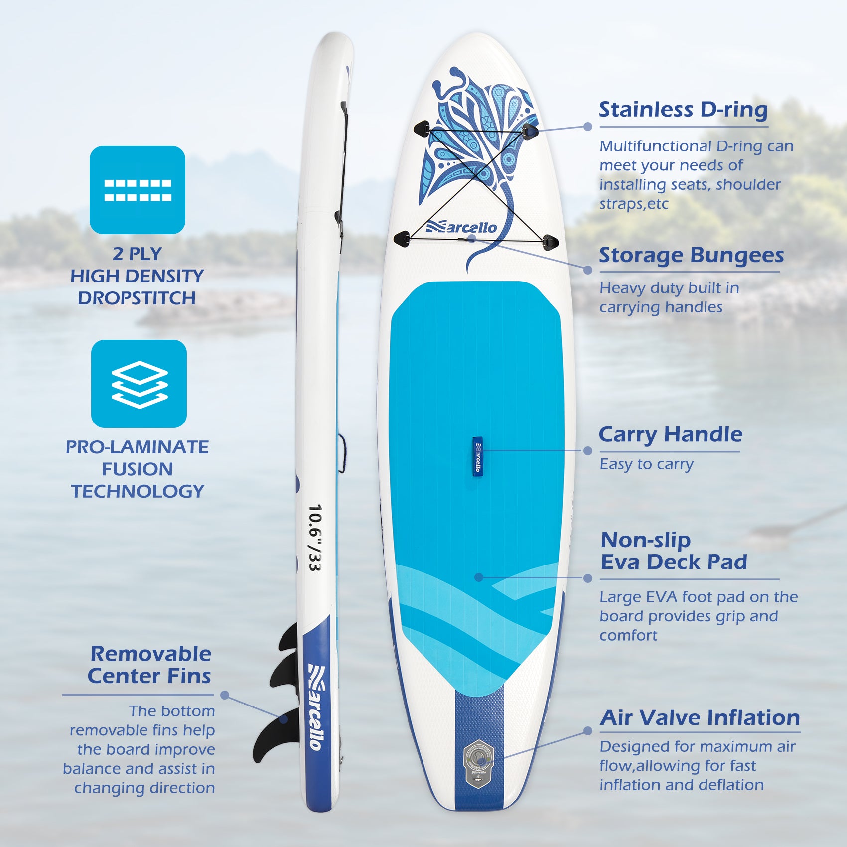 OCEAN 10'6'' All Around Inflatable Paddle Board