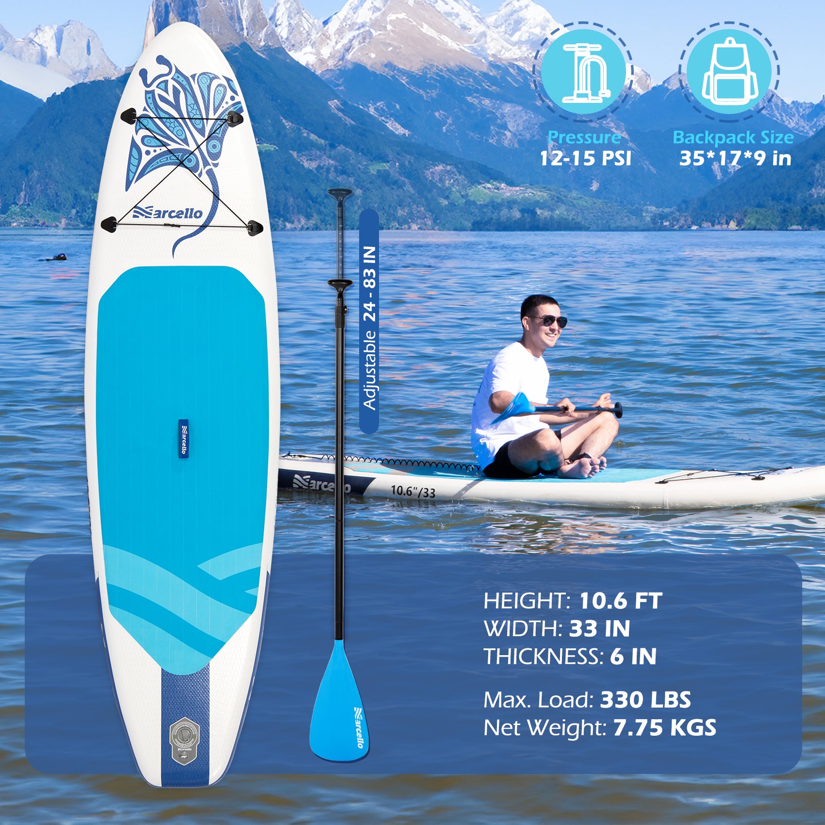 OCEAN 10'6'' All Around Inflatable Paddle Board