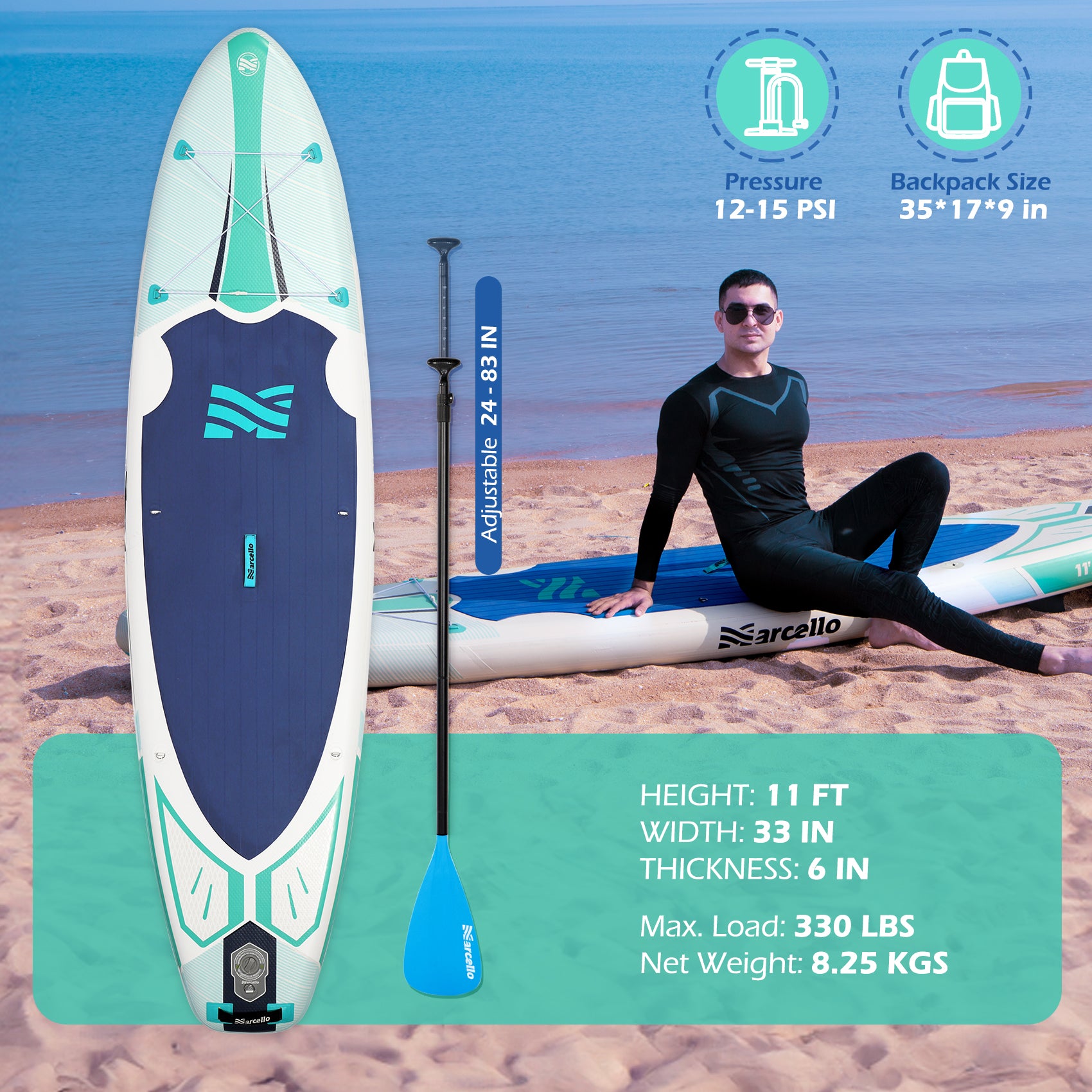 VERDANT 11' All Around Inflatable Paddle Board
