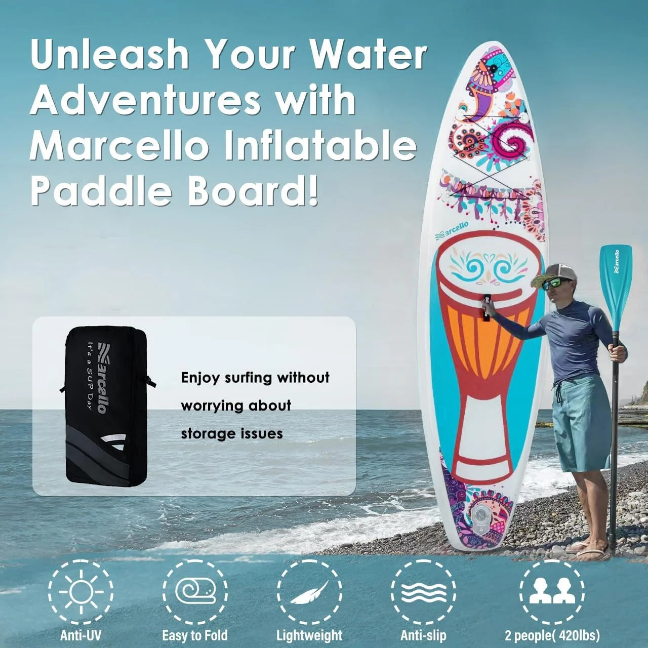 Harmony 10’6 All Around Paddle board, 33" Ultra-Wide